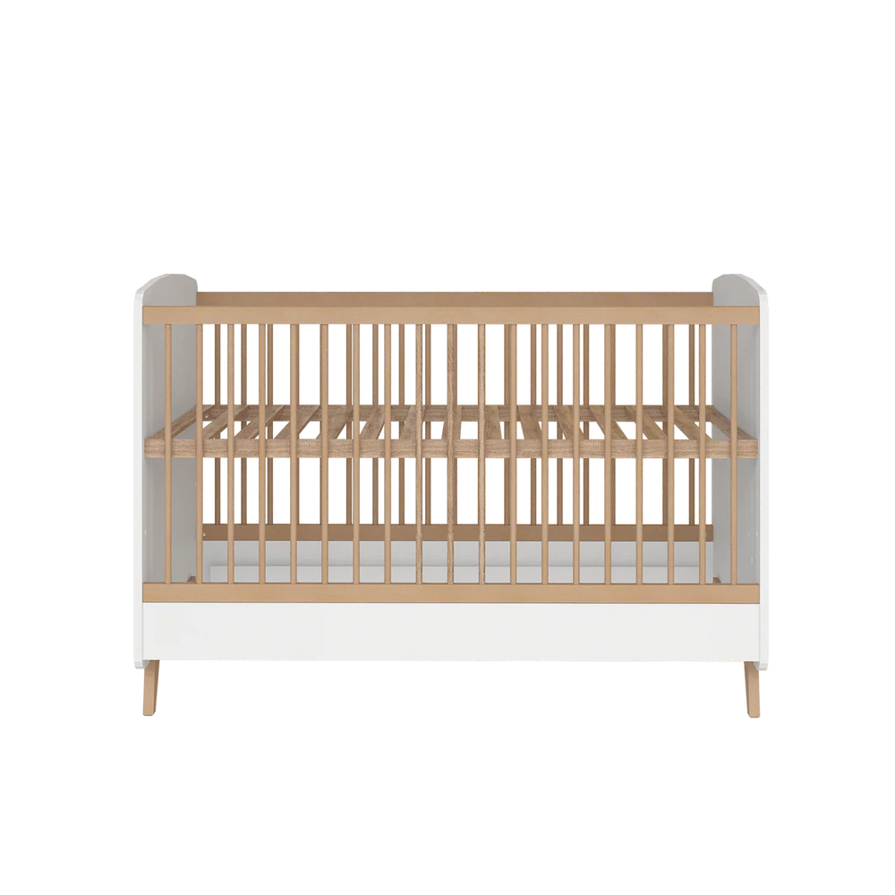 Faktum Colette White Baby Crib | Adjustable 3-Level Wooden Cot Bed 140x70 cm