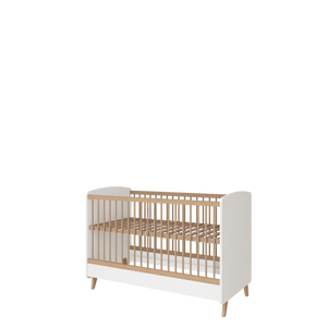 Faktum Colette White Baby Crib | Adjustable 3-Level Wooden Cot Bed 140x70 cm