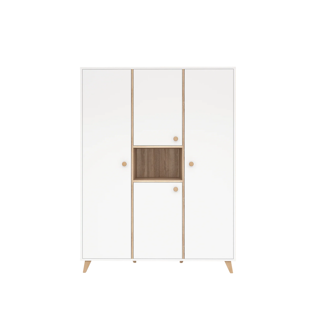 Faktum White 3-Door Baby Wardrobe | Large Nursery Storage Cabinet