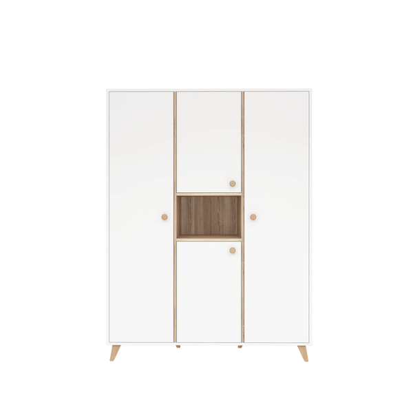 Faktum White 3-Door Baby Wardrobe | Large Nursery Storage Cabinet