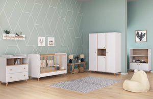 Faktum Colette White Baby Crib | Adjustable 3-Level Wooden Cot Bed 140x70 cm