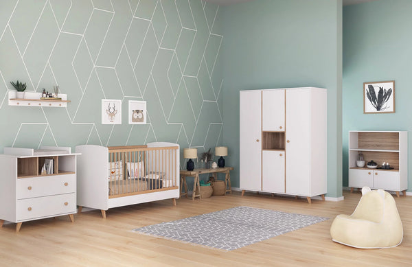 Faktum Colette White Baby Crib | Adjustable 3-Level Wooden Cot Bed 140x70 cm