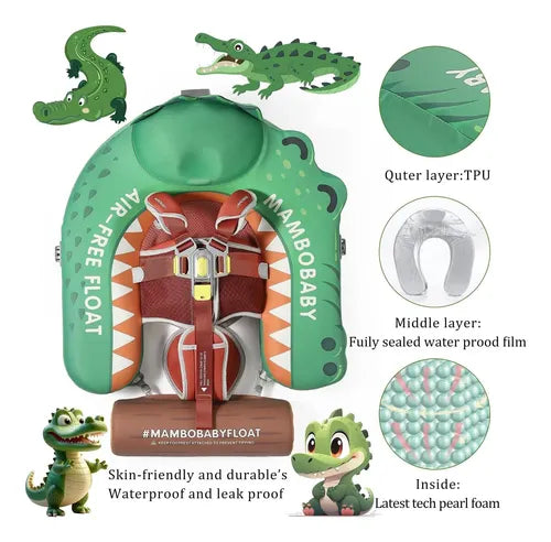 Mambobaby Non-Inflatable Chest Baby Float with Canopy - Alligator