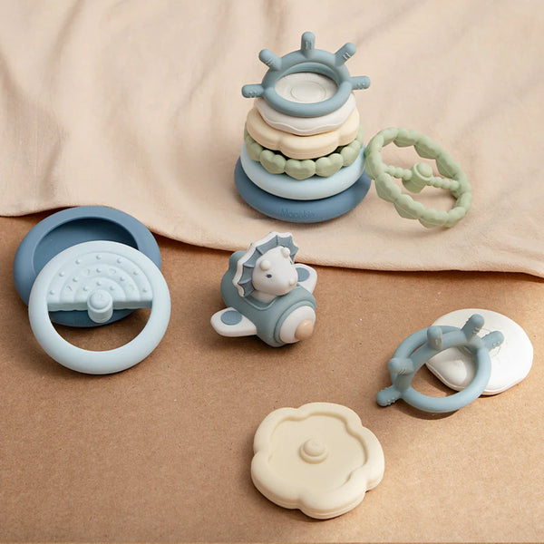 Moonkie Dinosaur Baby Stacking Toy – 7-Piece Silicone Rings (6M+)