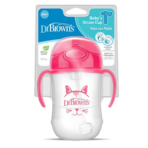 Dr. Brown's Straw Cup 270ml Pink Spill-Proof Sippy