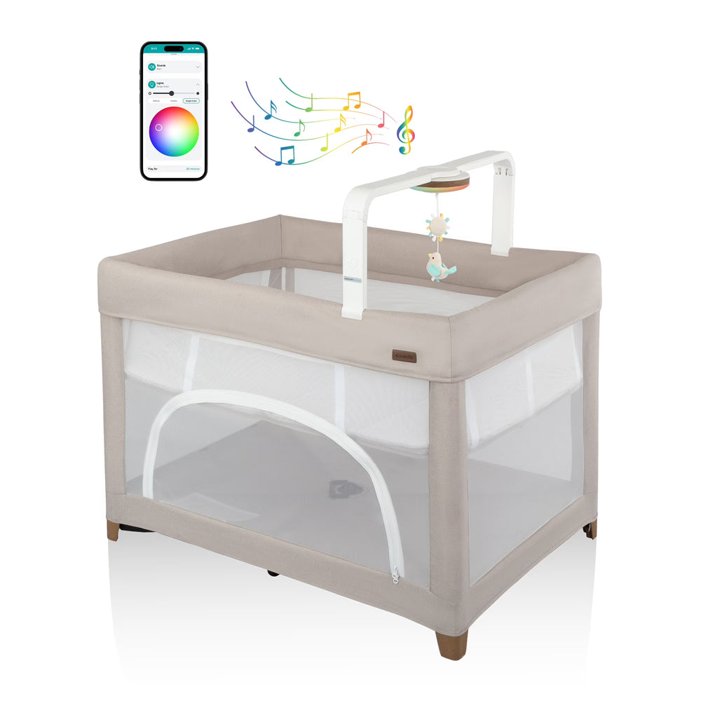 Evenflo Eris One-Hand Playard with Bassinet & SensorySoothe Technology