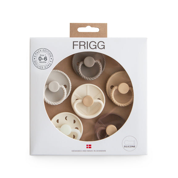 Frigg Round Latex Pacifier 0-6M 6-Pack Earhty Wonder