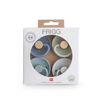 FRIGG Round Latex Pacifier 0-6M 4-Pack Skyline Serenity