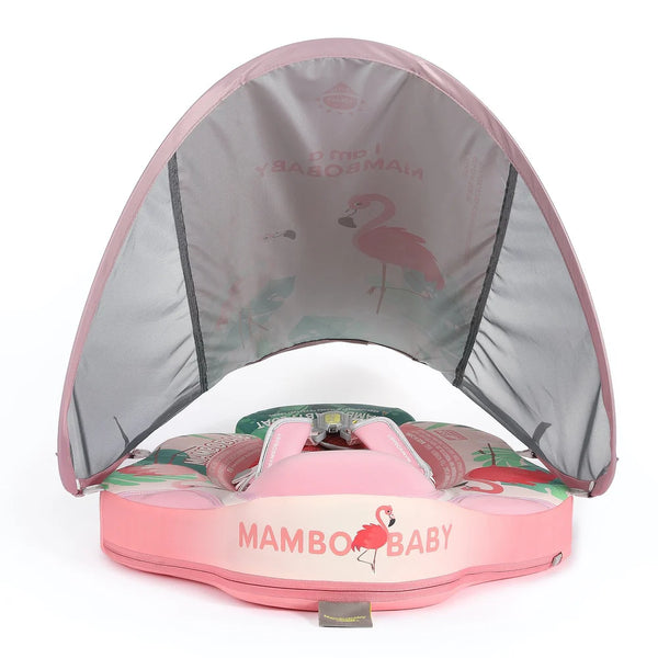 Mambobaby Non-Inflatable Chest Baby Float with Canopy - Flamingo