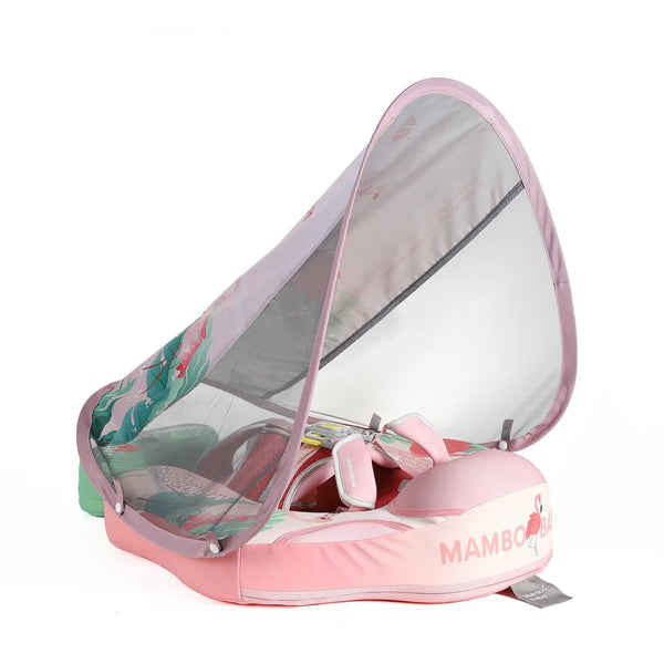 Mambobaby Non-Inflatable Chest Baby Float with Canopy - Flamingo