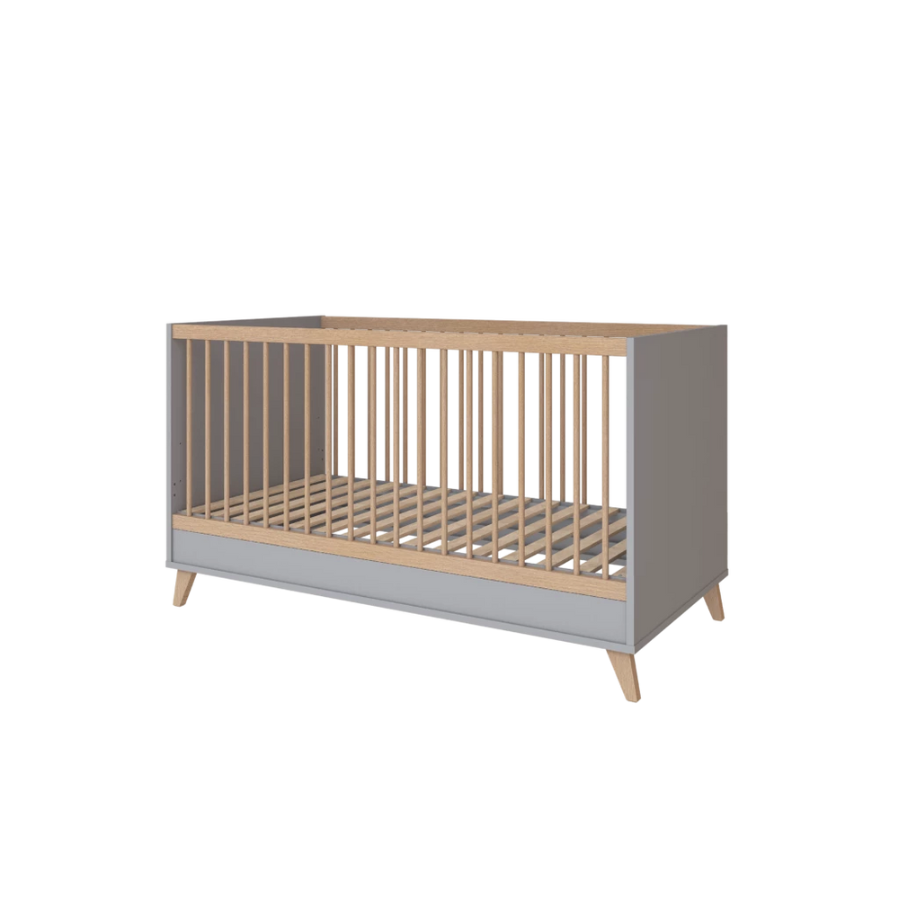 Faktum Flip Grey Baby Cot Bed 140x70 | Convertible Junior Bed with Adjustable Height