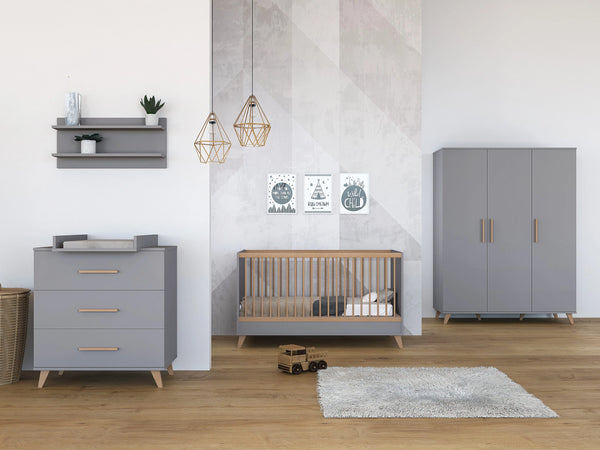 Faktum Flip Grey Baby Cot Bed 140x70 | Convertible Junior Bed with Adjustable Height