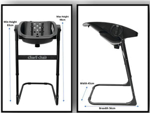CharliChair 2-in-1  Baby Bath Chair - Black With Cushion