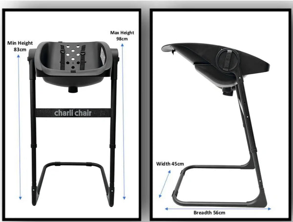 CharliChair 2-in-1  Baby Bath Chair - Black With Cushion