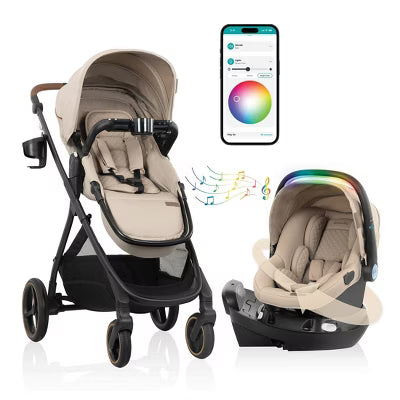 Evenflo® Shyft™ Intuiti+ Travel System with Revolve180™ LiteMax™ NXT &amp; SensorySoothe™ travertine