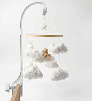Miila Clouds & Bear Baby Nursery Mobile – White