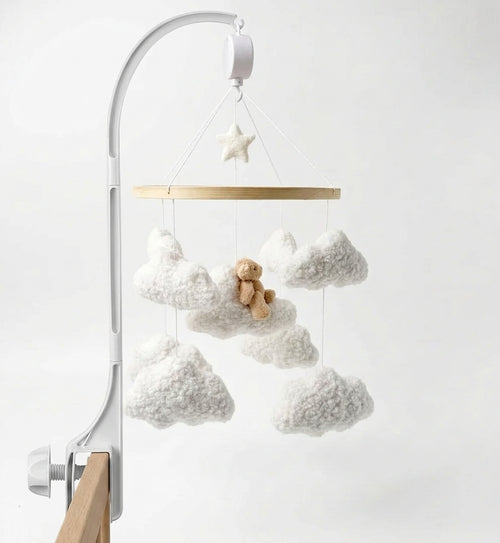 Miila Clouds & Bear Baby Nursery Mobile – White