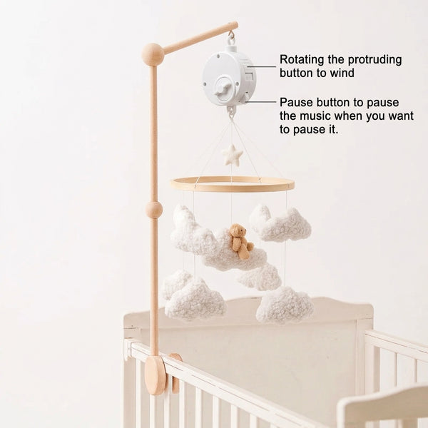 Miila Clouds & Bear Baby Nursery Mobile – White
