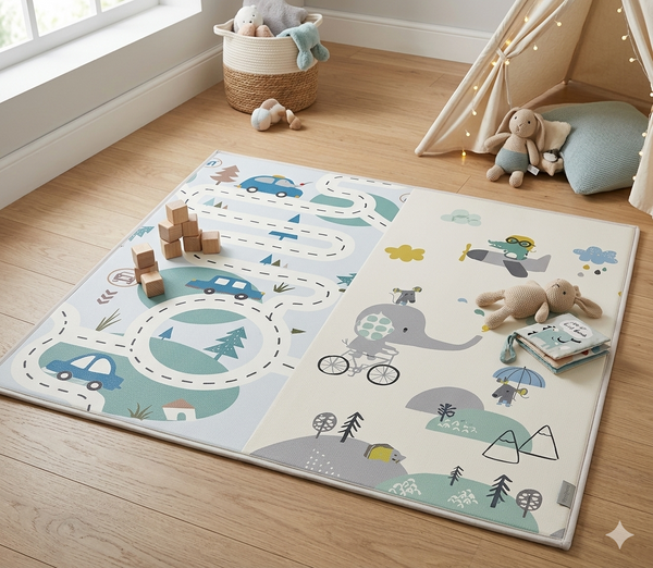 Miila Double Sided Foam Playmat Dinosaurs Cars 180x200cm