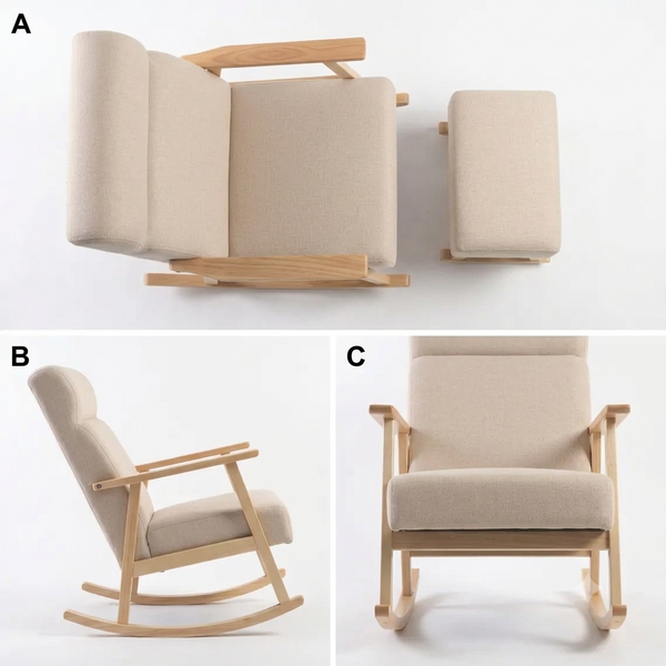 Miila Rocking Chair with foot Rest Beige