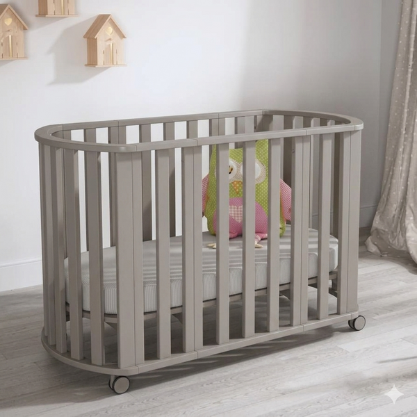 Trama Cot Bed Round Grey