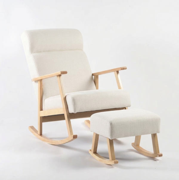 Miila Rocking Chair with foot Rest Off White