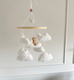 Miila Clouds & Bear Baby Nursery Mobile – White