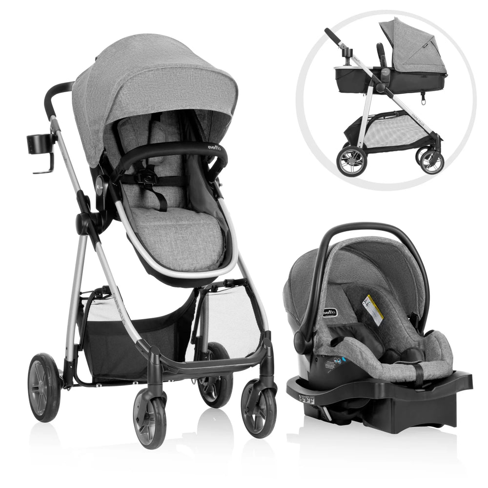 Evenflo Omni Plus Modular Travel System with LiteMax Sport Infant Car Seat – Mylar Gray