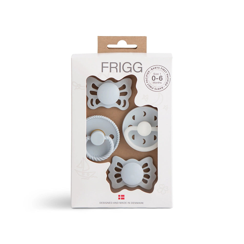 FRIGG ?? First pacifier? 4 pack - 0-6M Moonlight Sailing Powder Blue