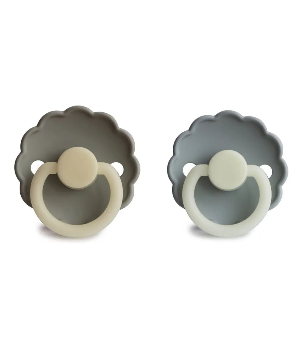 FRIGG Daisy Night Latex Pacifier 2-Pack Cream/French Gray