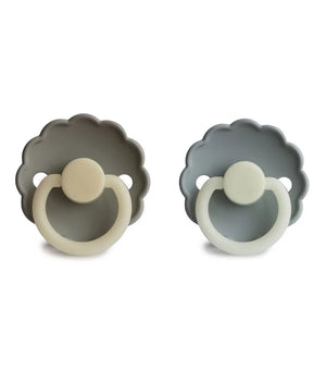 FRIGG Daisy Night Latex Pacifier 2-Pack Cream/French Gray