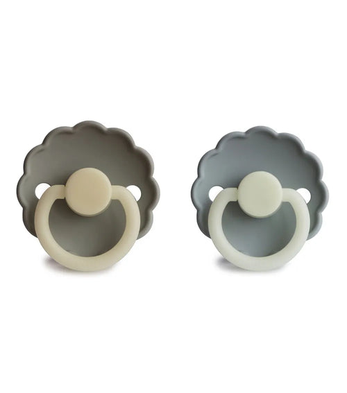 FRIGG Daisy Night Latex Pacifier 2-Pack Cream/French Gray