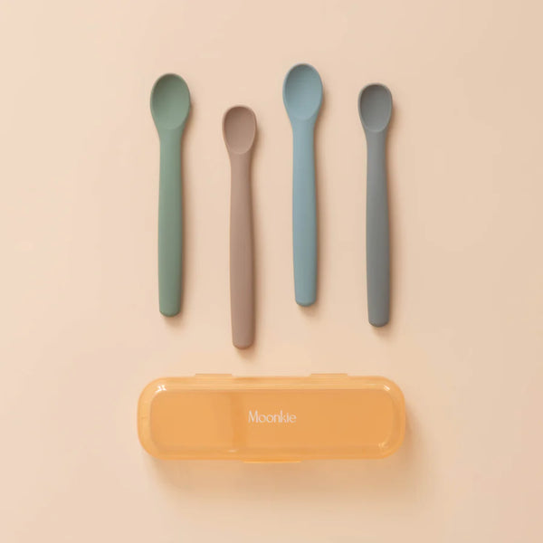 Moonkie Silicone Feeding Spoons – Soft Tip, Bendable Baby Spoons (Set of 4)