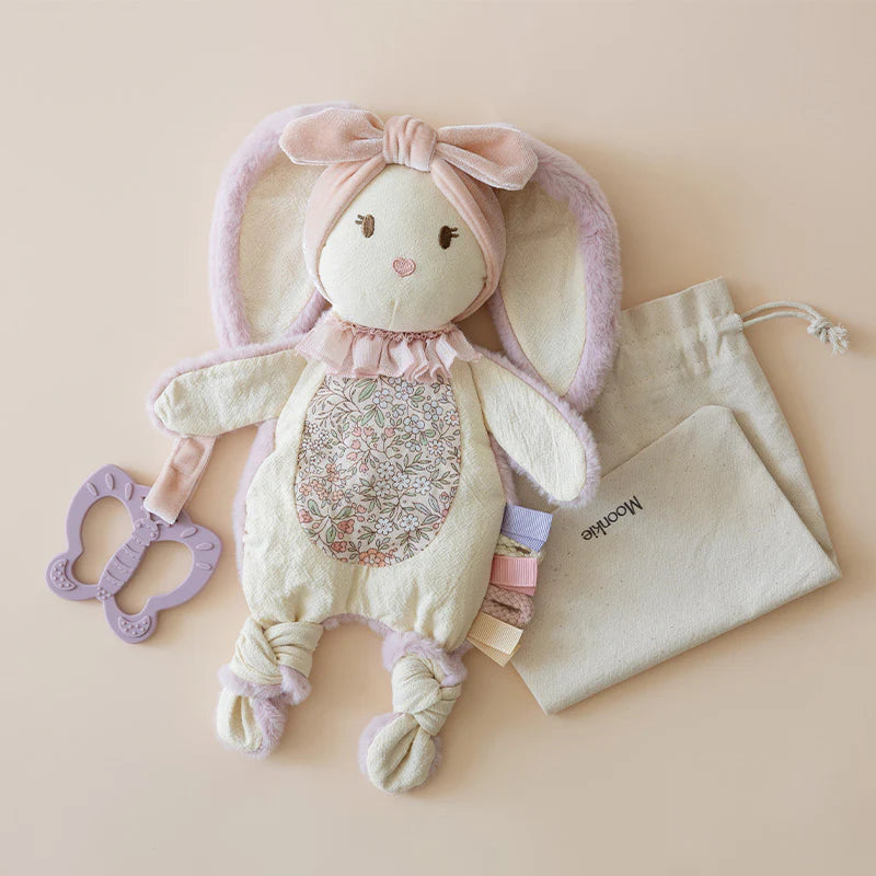 Moonkie Bunny Baby Lovey - Security Blanket & Sensory Toy