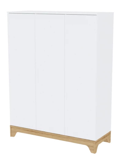 Faktum Lumina White XL Wardrobe – 3-Compartment Nursery Storage, Push-Open Doors