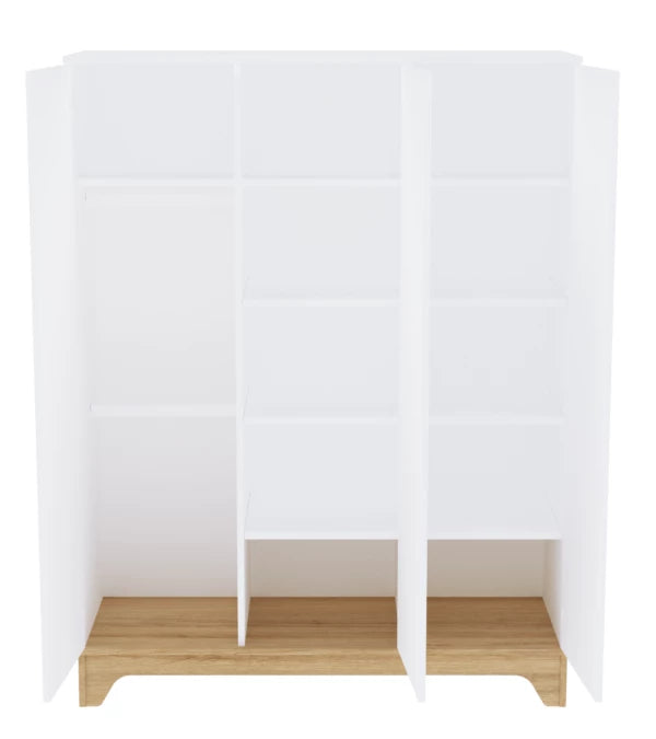 Faktum Lumina White XL Wardrobe – 3-Compartment Nursery Storage, Push-Open Doors
