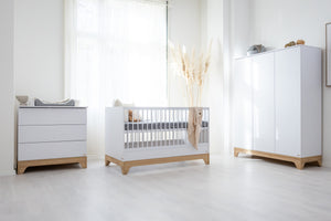 Faktum Lumina White XL Wardrobe – 3-Compartment Nursery Storage, Push-Open Doors