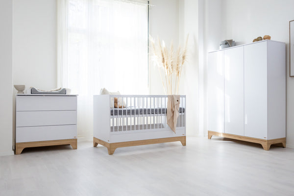 Faktum Lumina White XL Wardrobe – 3-Compartment Nursery Storage, Push-Open Doors