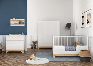 Faktum Lumina White XL Wardrobe – 3-Compartment Nursery Storage, Push-Open Doors