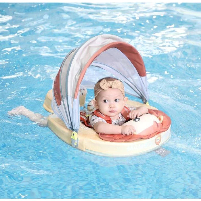 Mambobaby Non-Inflatable Chest Baby Float & Baby Carrier with Canopy - Lion
