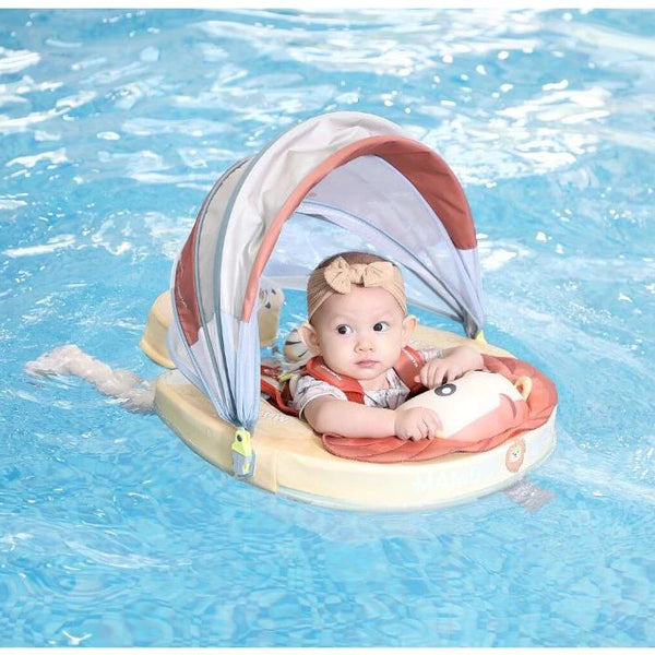 Mambobaby Non-Inflatable Chest Baby Float & Baby Carrier with Canopy - Lion
