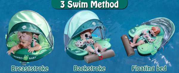Mambobaby Non-Inflatable Chest Baby Float with Canopy - Crocodile