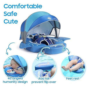 Mambobaby Non-Inflatable Chest Baby Float with Canopy - Axolotl Green