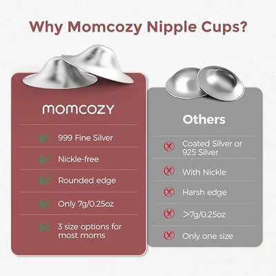 Momcozy Original 999 Silver Nipple Shields – Pure Silver Nursing Cups