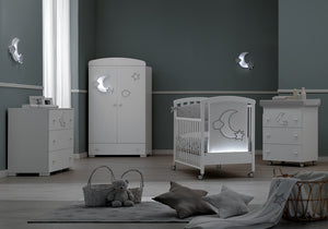 Erbesi Moon Wardrobe White  Spacious Nursery Storage