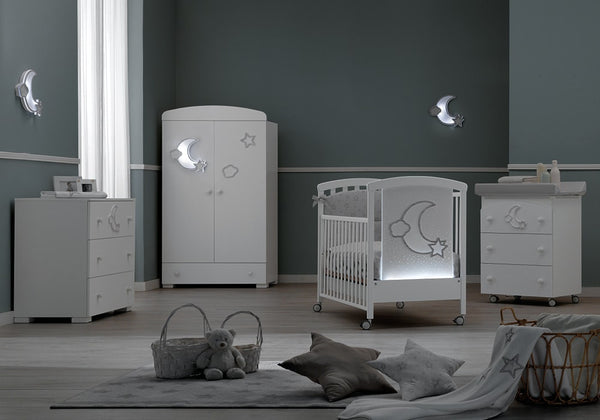 Erbesi Moon Wardrobe White  Spacious Nursery Storage