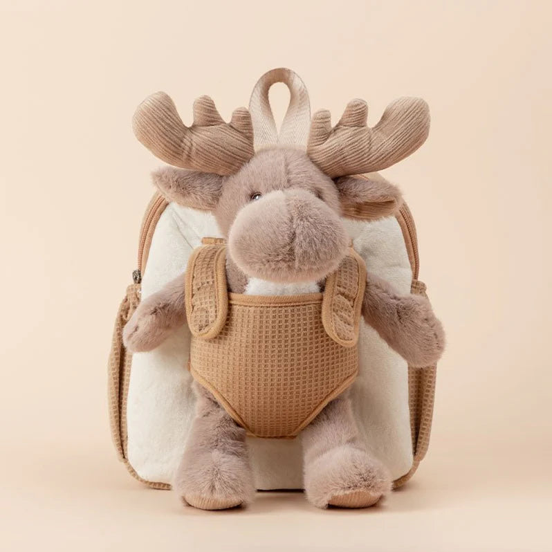 Moonkie Hug & Go Toddler Plush Backpack Mossy The Reindeer