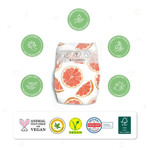 Pureborn Matser Pack Organic Bamboo Diapers Ultra-gentle Eco-Friendly Nappies - Print may vary