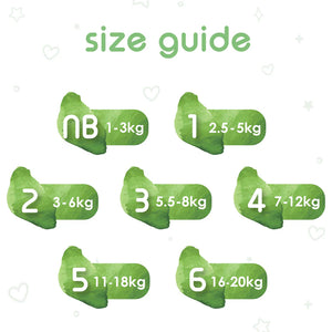 Pureborn Matser Pack Organic Bamboo Diapers Ultra-gentle Eco-Friendly Nappies - Print may vary