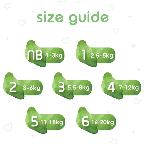 Pureborn Matser Pack Organic Bamboo Diapers Ultra-gentle Eco-Friendly Nappies - Print may vary
